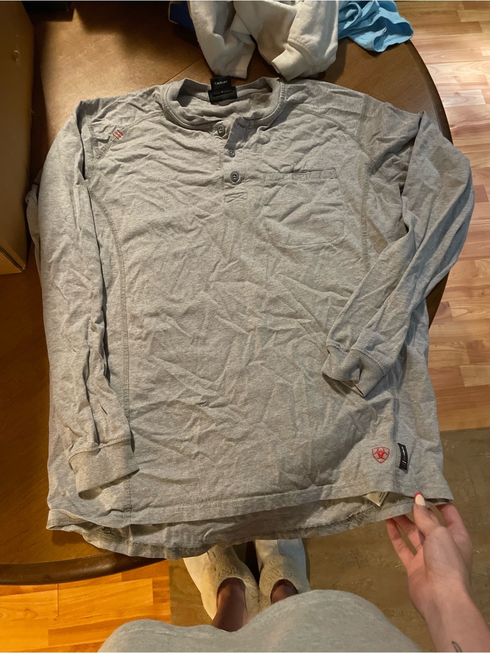 Men's Long-Sleeve ariat Shirt in Light Gray